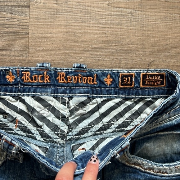 Rock Revival Derko Straight Men's Jeans size 31 Distressed Holes See Photos - Picture 5 of 11